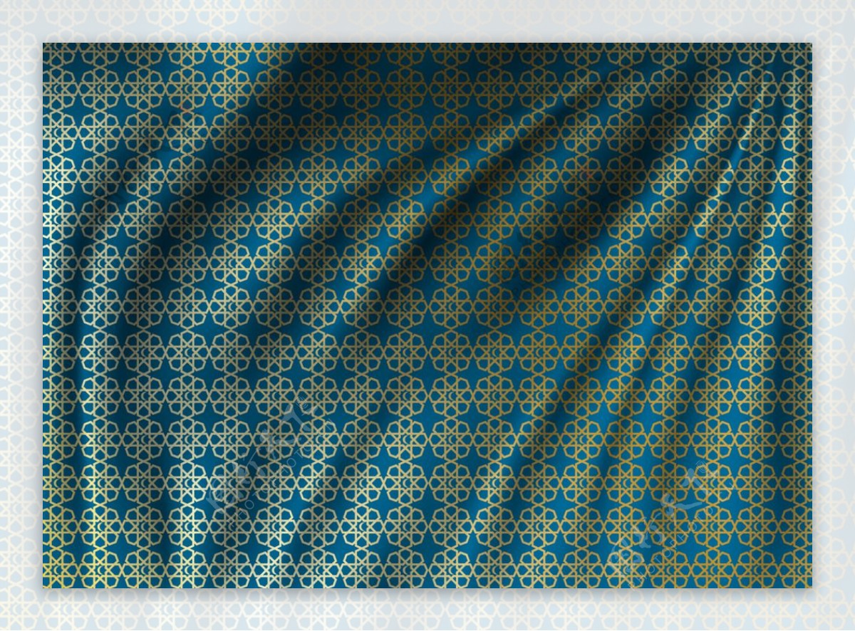 蓝花纹褶皱布料背景矢量素材