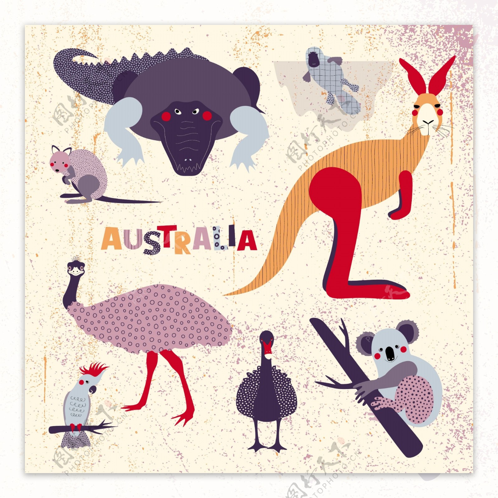 澳大利亚动物矢量图下载