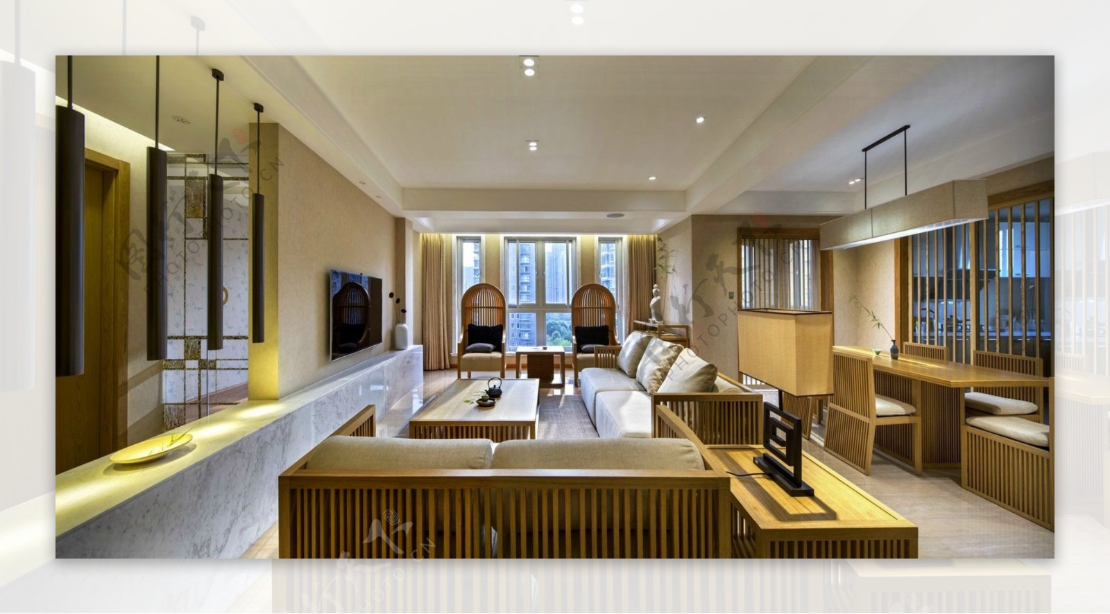 现代时尚客厅浅黄色茶几客厅室内装修效果图
