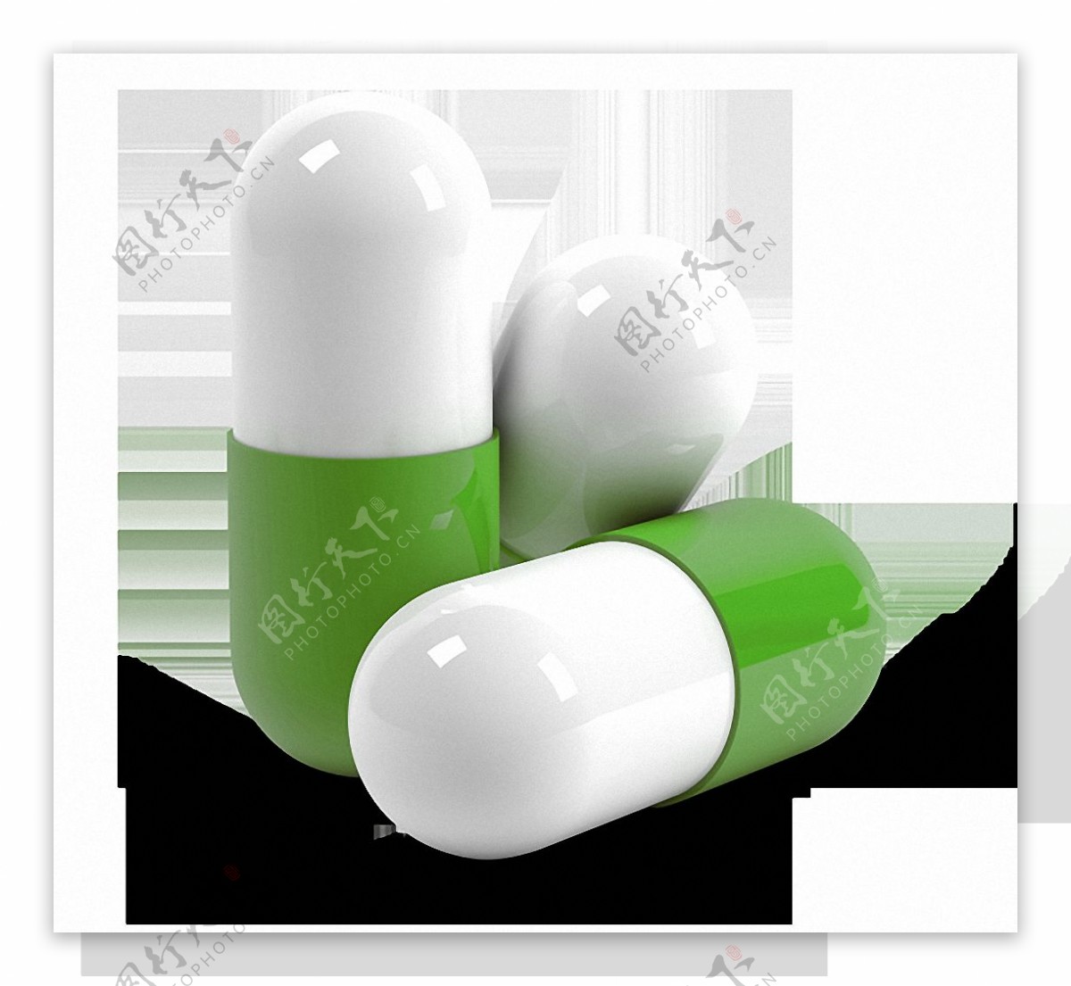 绿色白色胶囊免抠png透明图层素材
