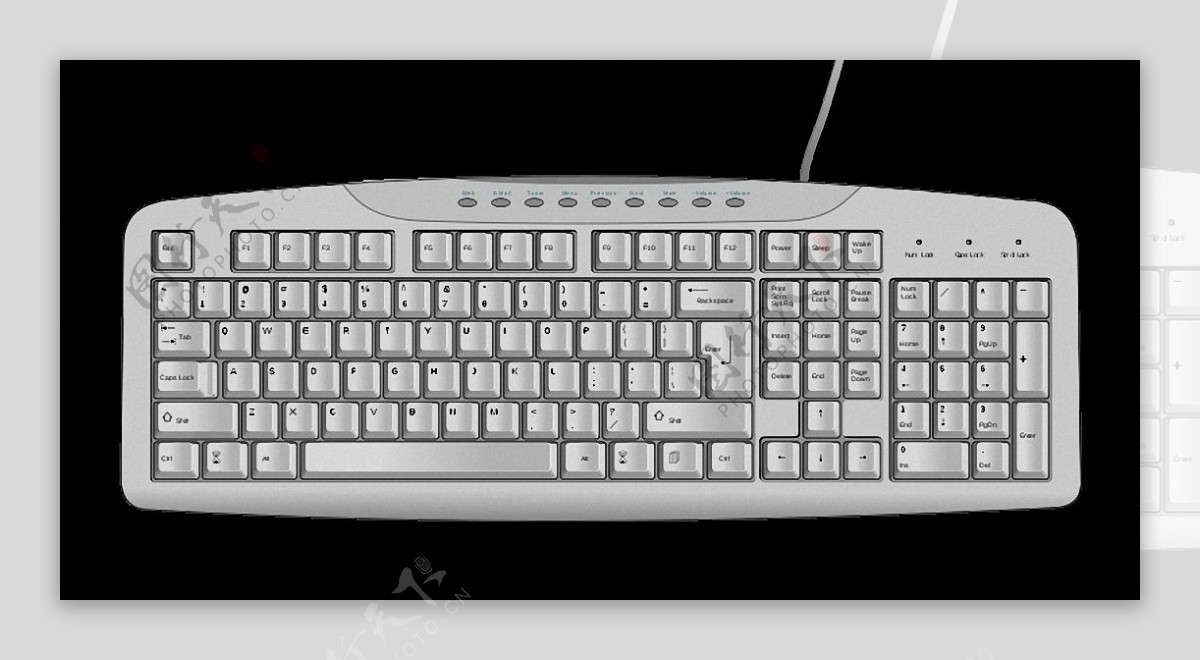 白色真实键盘免抠png透明图层素材