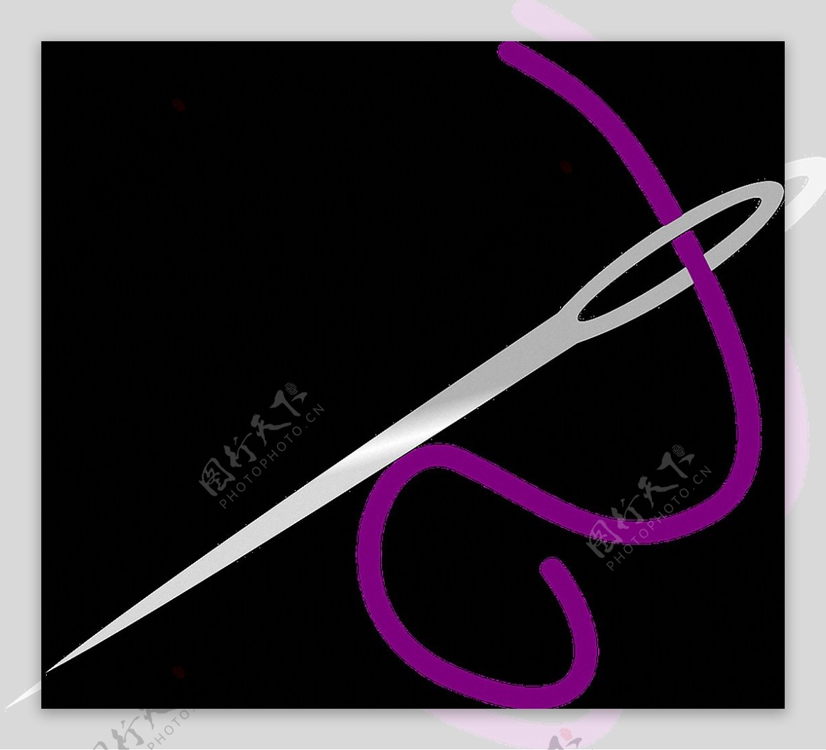 紫色线缝纫针免抠png透明图层素材