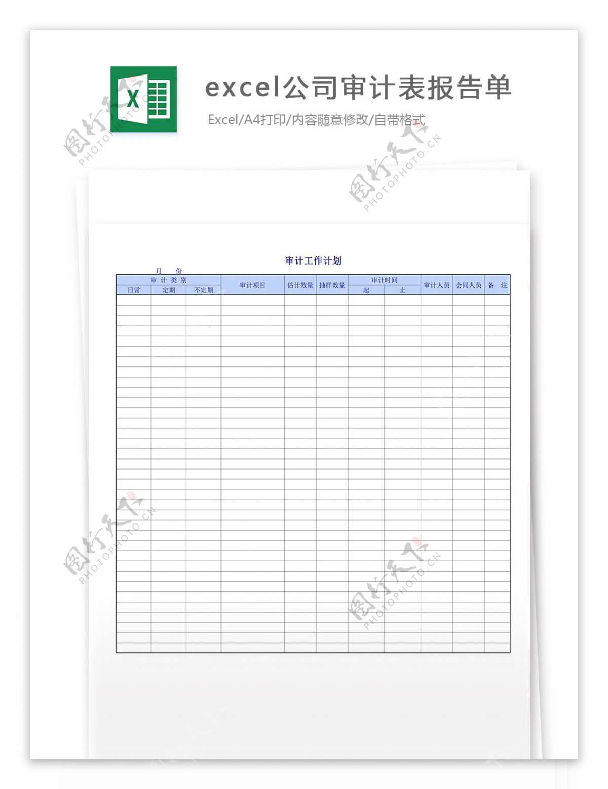 excel公司审计表报告单