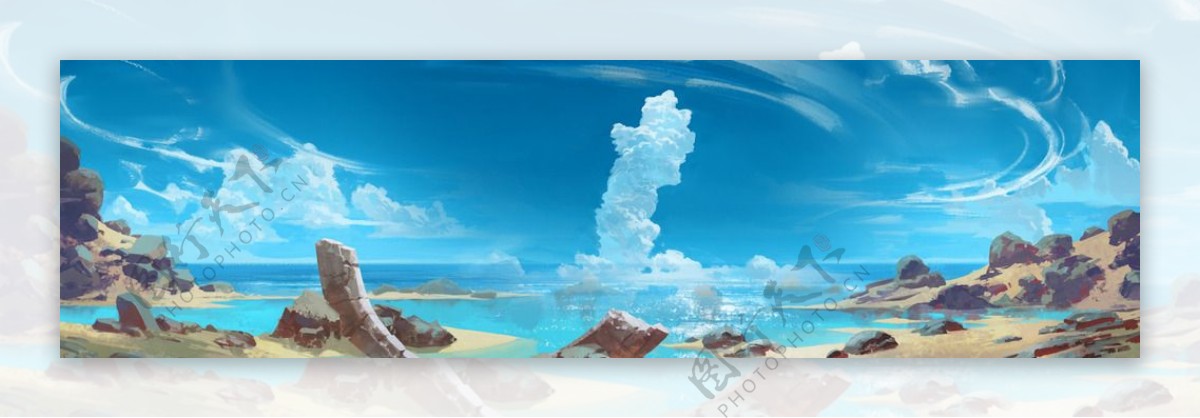 岛屿手绘海报背景素材