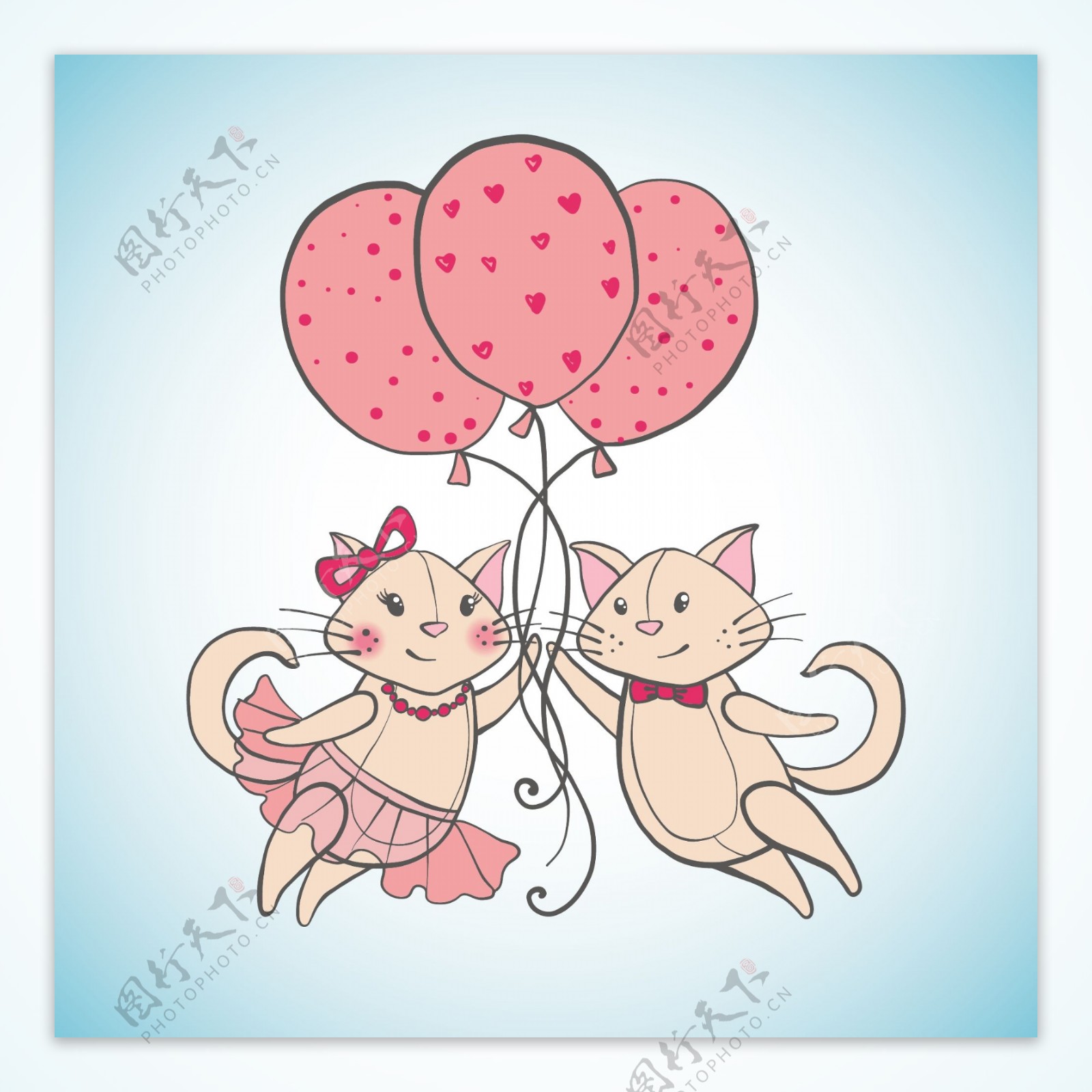爱情气球小猫背景素材
