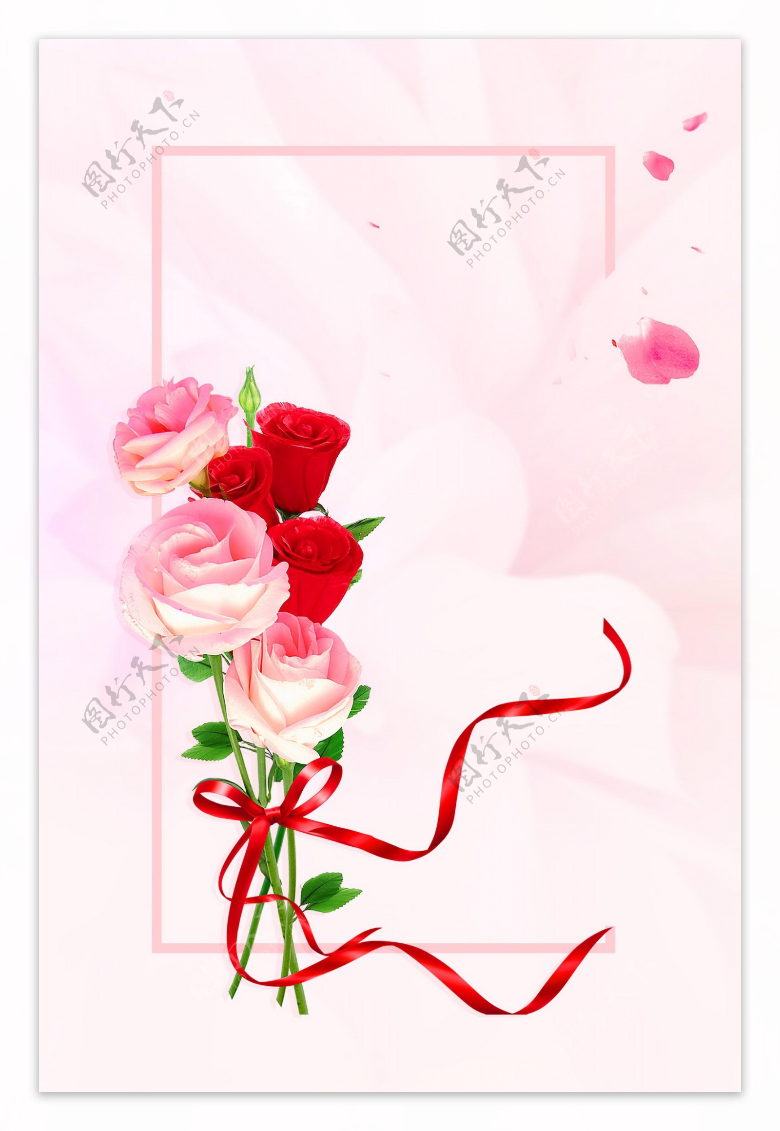 浪漫玫瑰花瓣背景