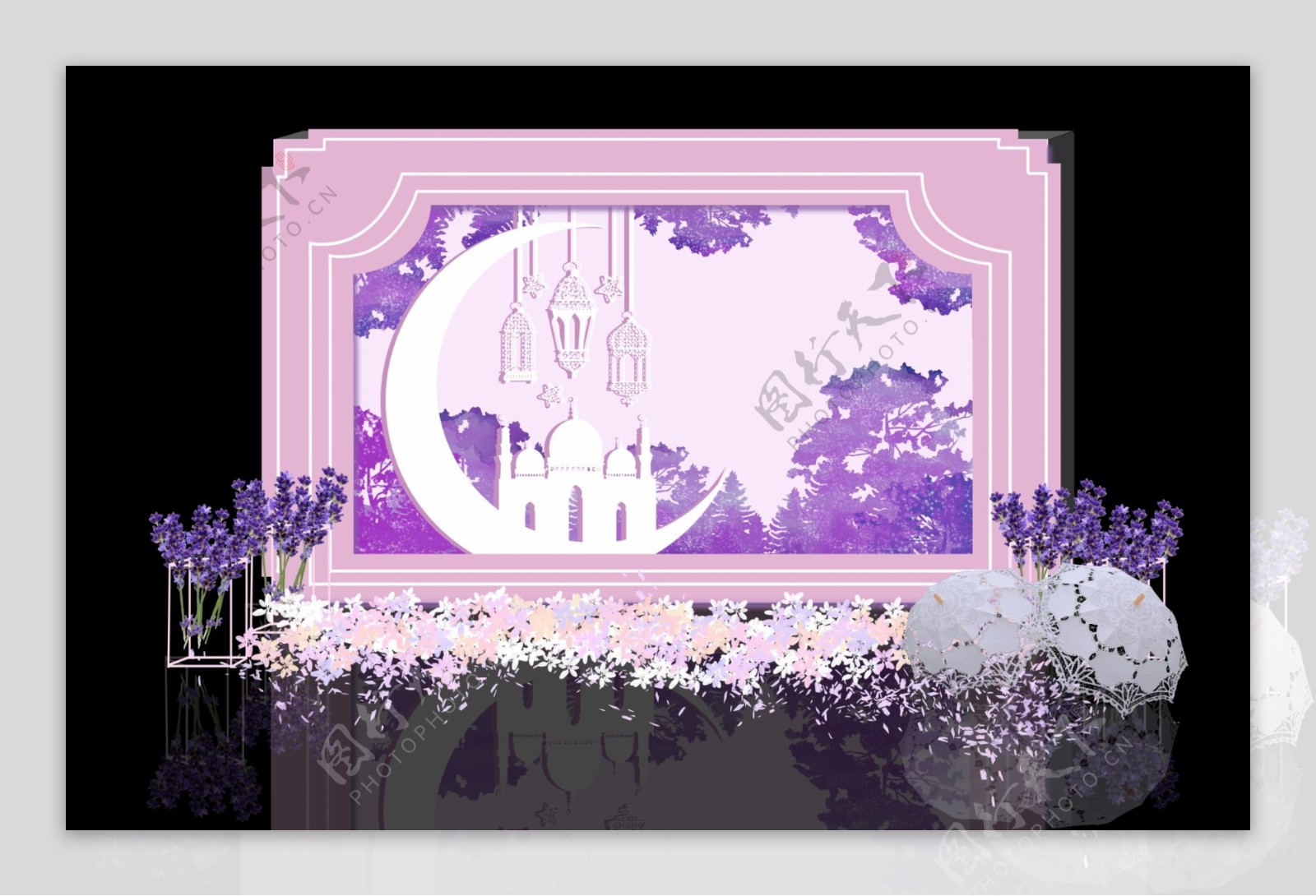 婚礼紫色合影区