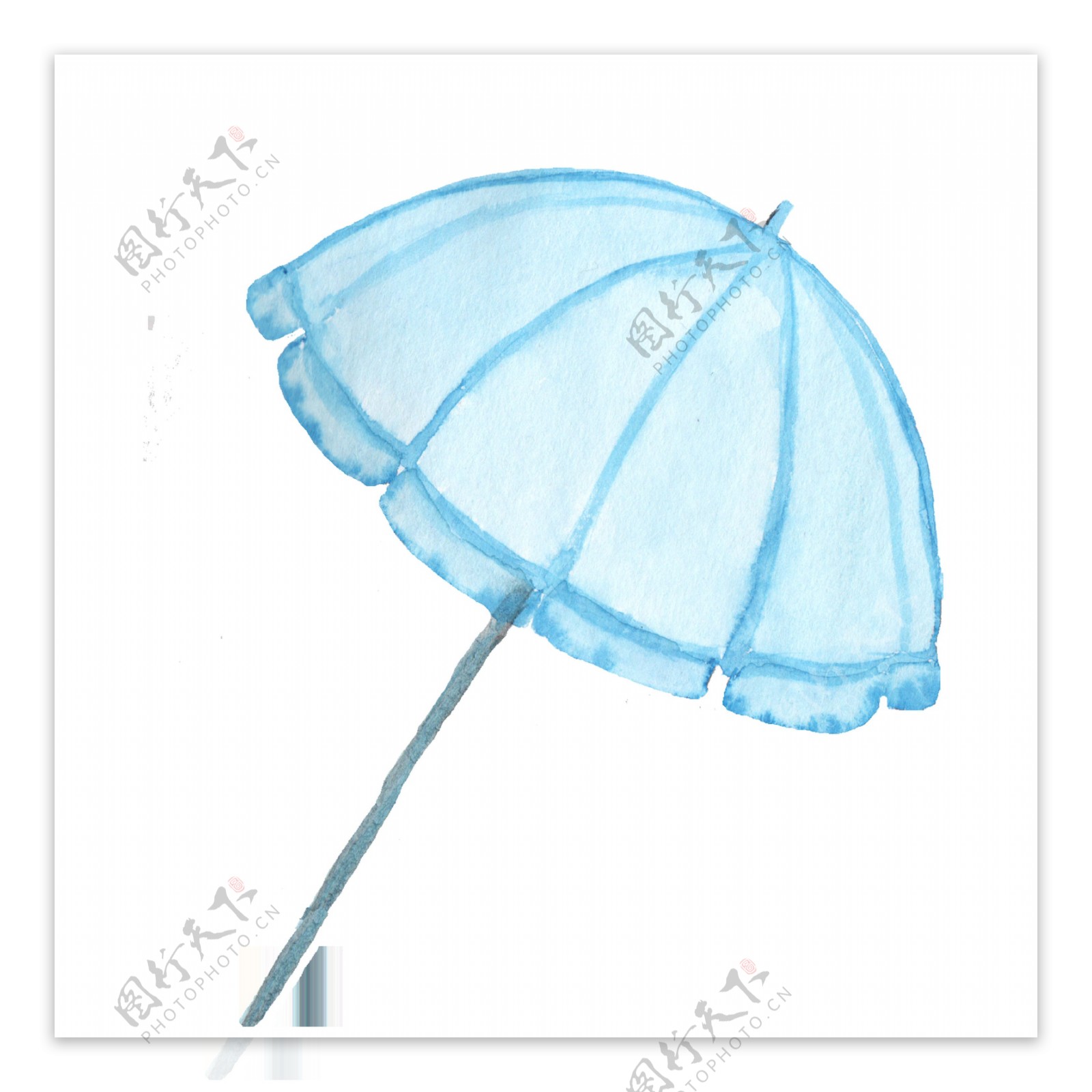 蓝色雨伞卡通透明素材