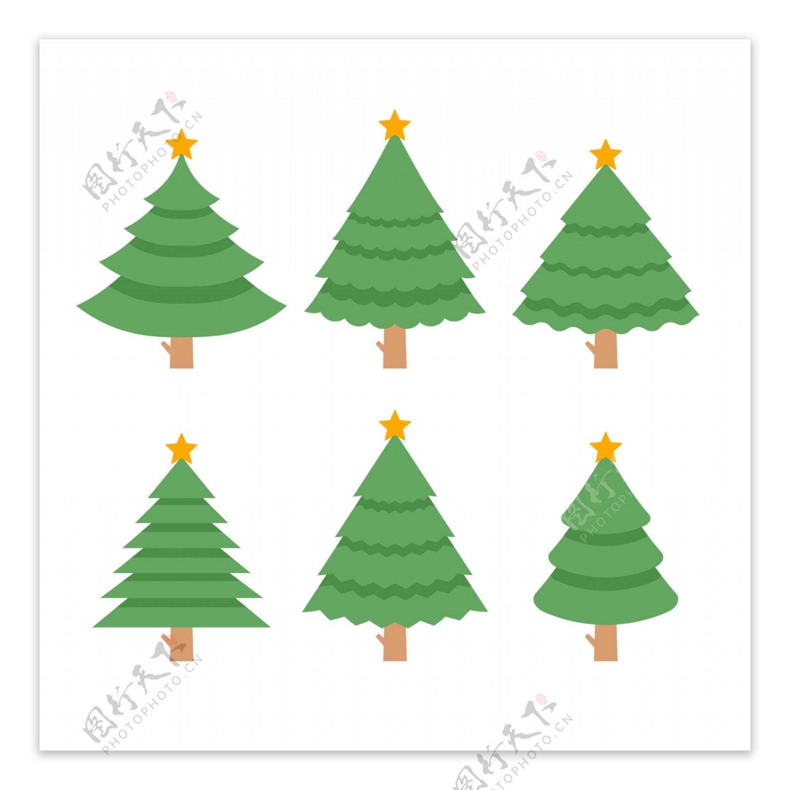 扁平绿色圣诞树免抠psd透明素材