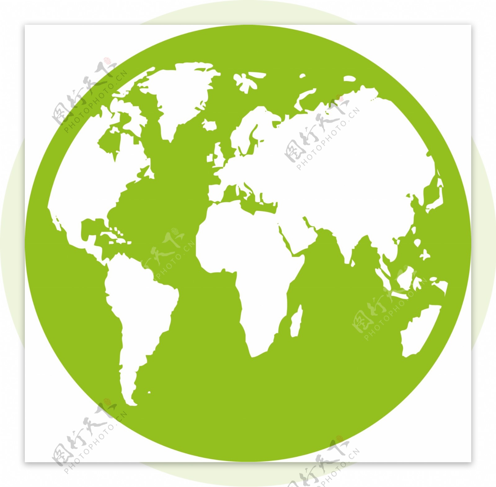 绿色扁平地球免抠psd透明素材