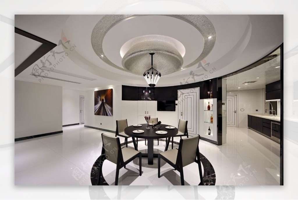 现代时尚轻奢客厅白色地板室内装修效果图