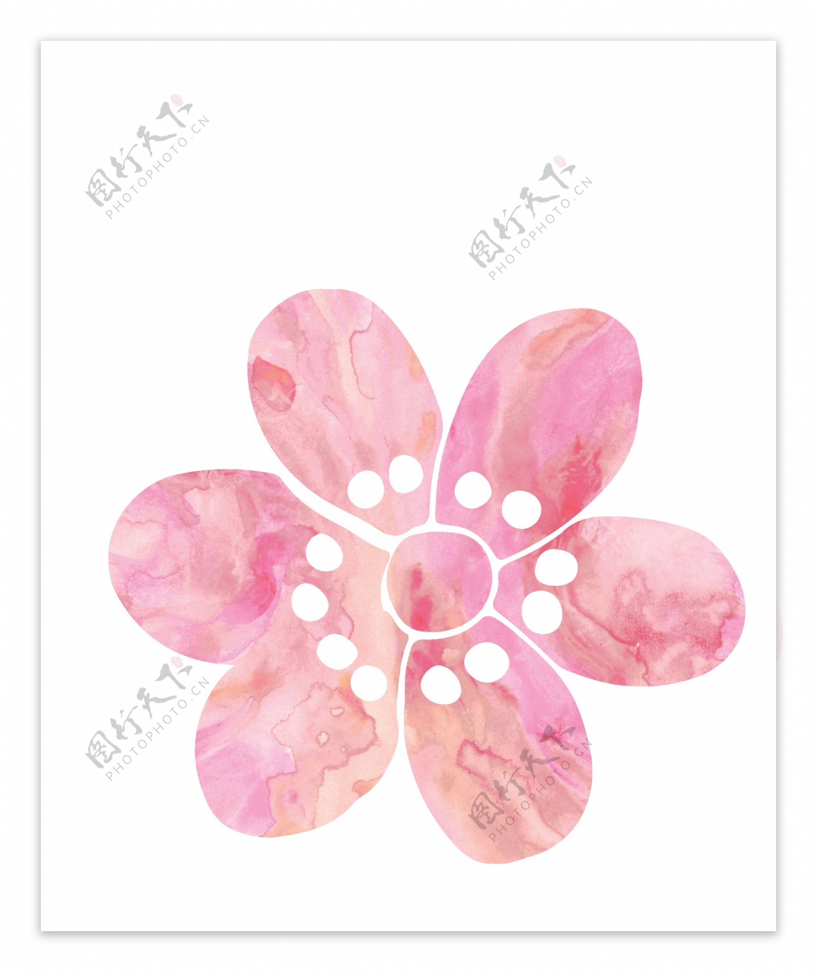 粉色樱花卡通水彩透明素材