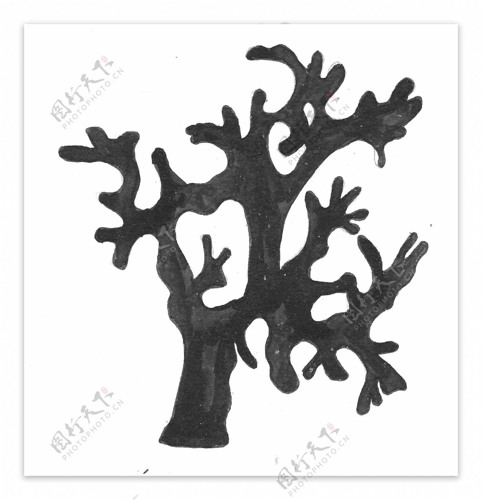 黑色干枯树枝卡通透明素材