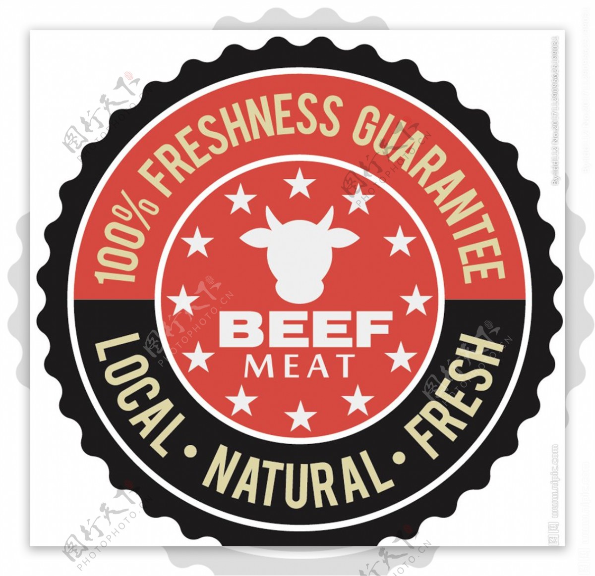 黑色新鲜牛肉促销标签矢量素材