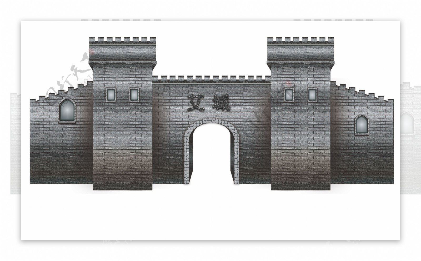 古代灰色城门城墙