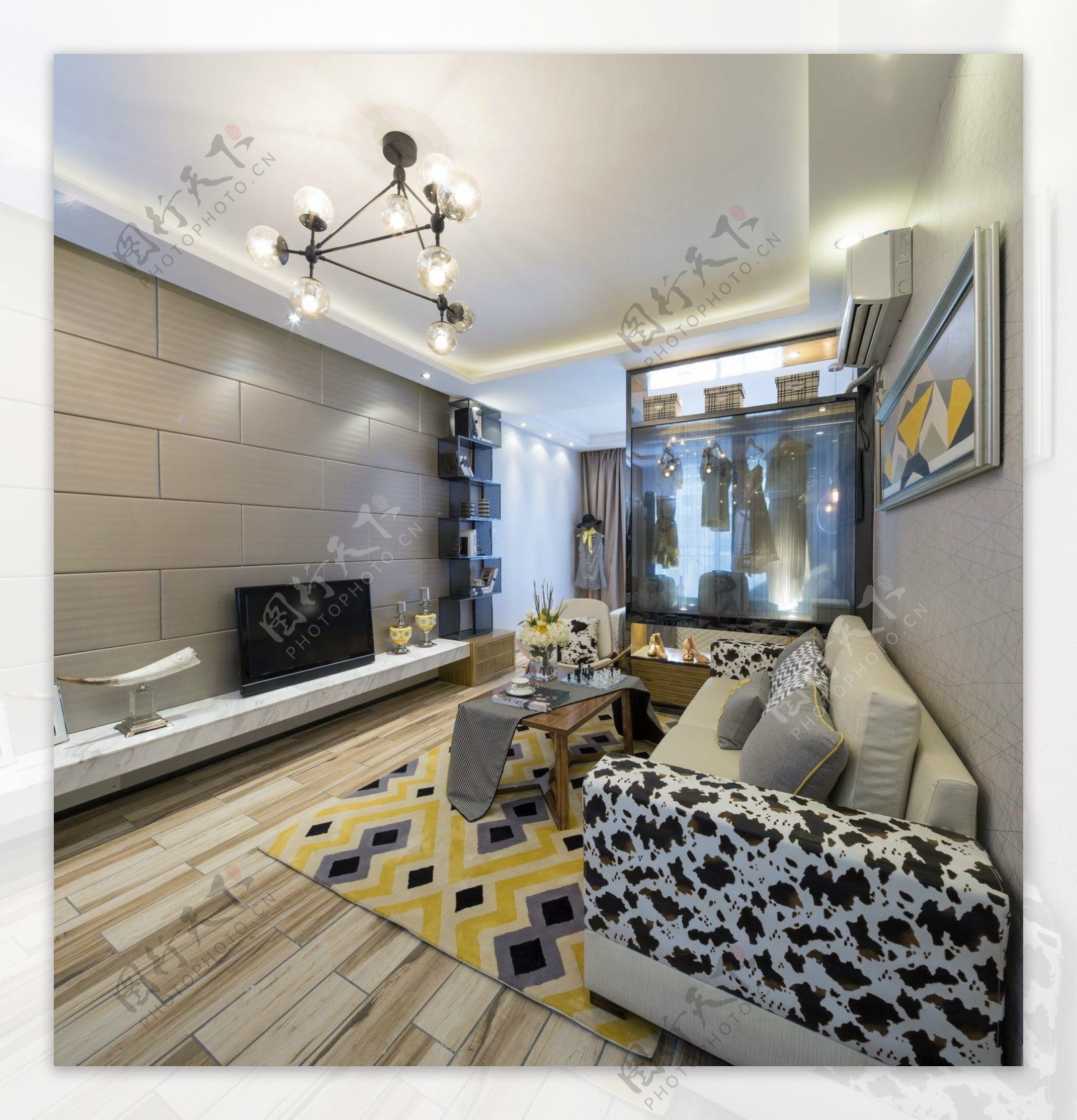 花纹瓷砖客厅现代效果图