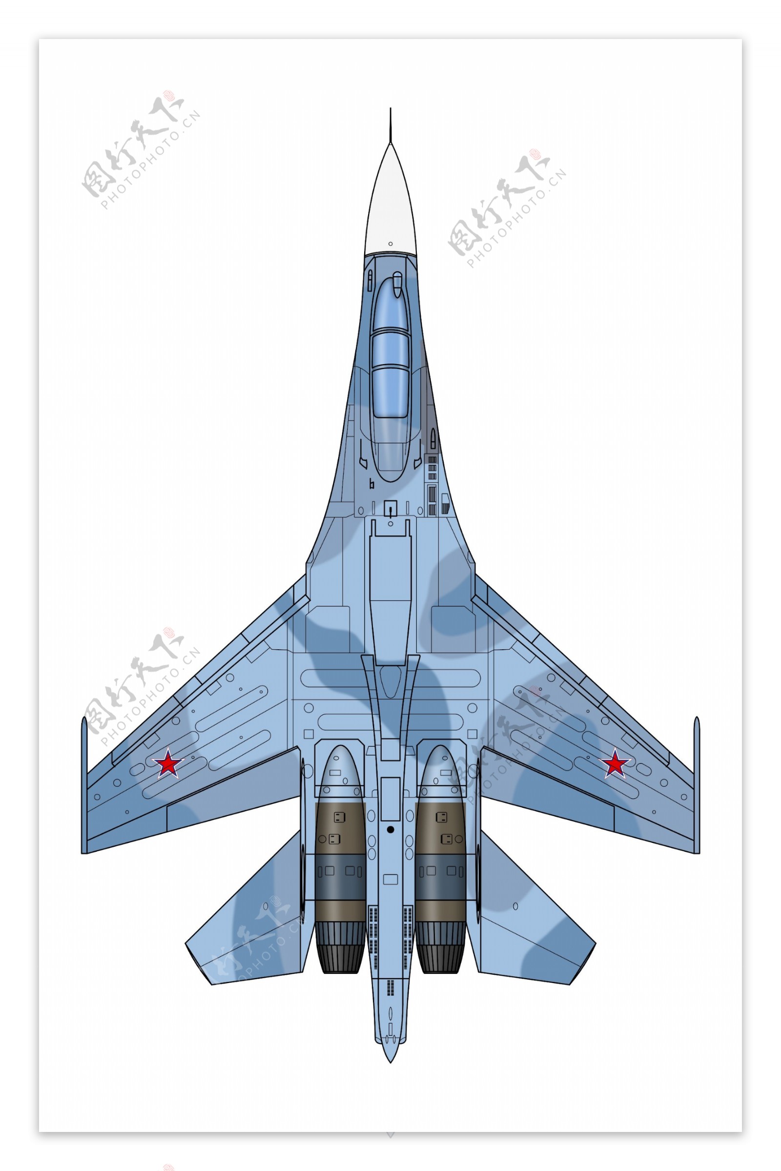苏30M2系列战机俯视图