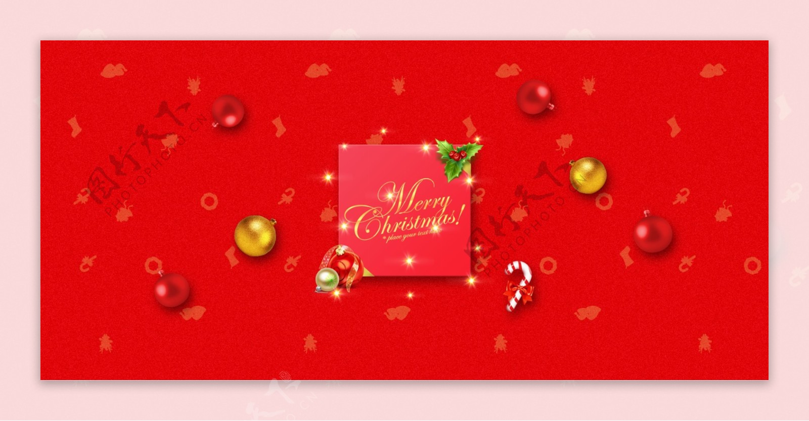 红色2018圣诞节banner背景设计