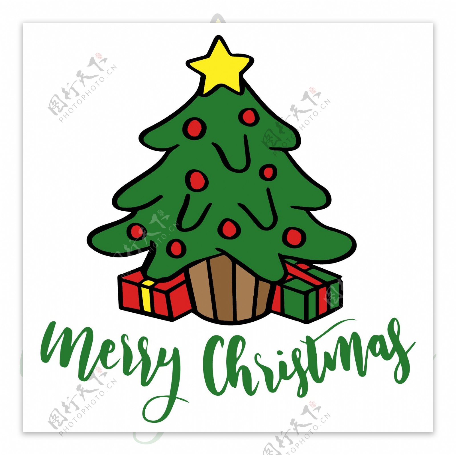卡通圣诞树装饰PNG元素