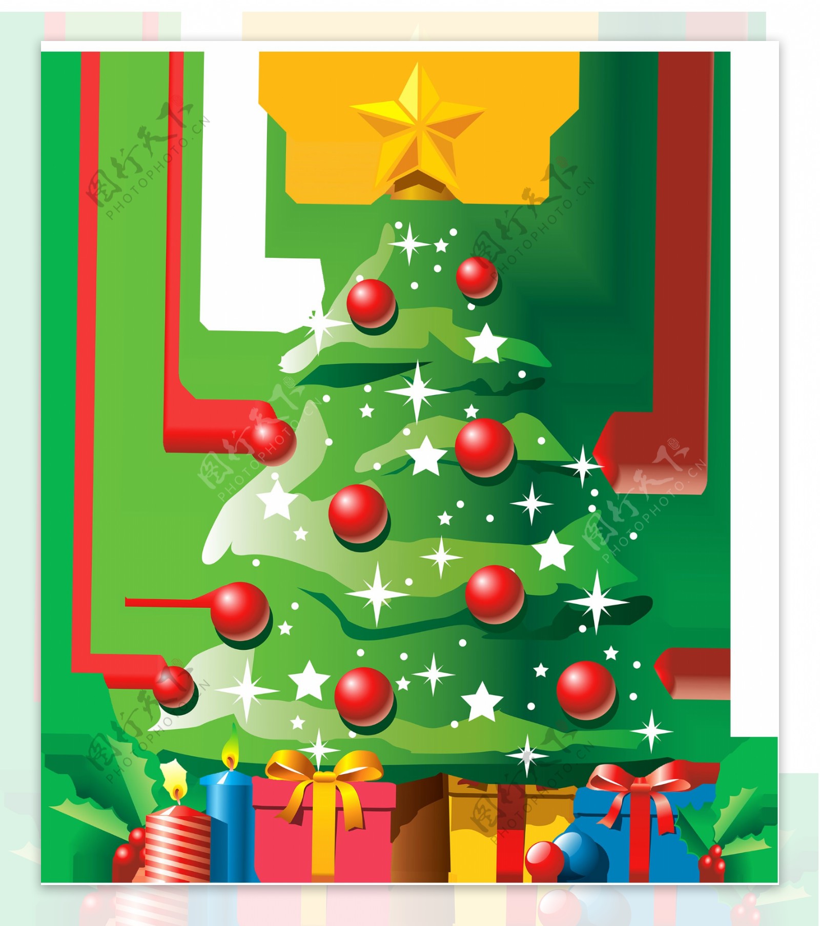可爱卡通圣诞树元素设计