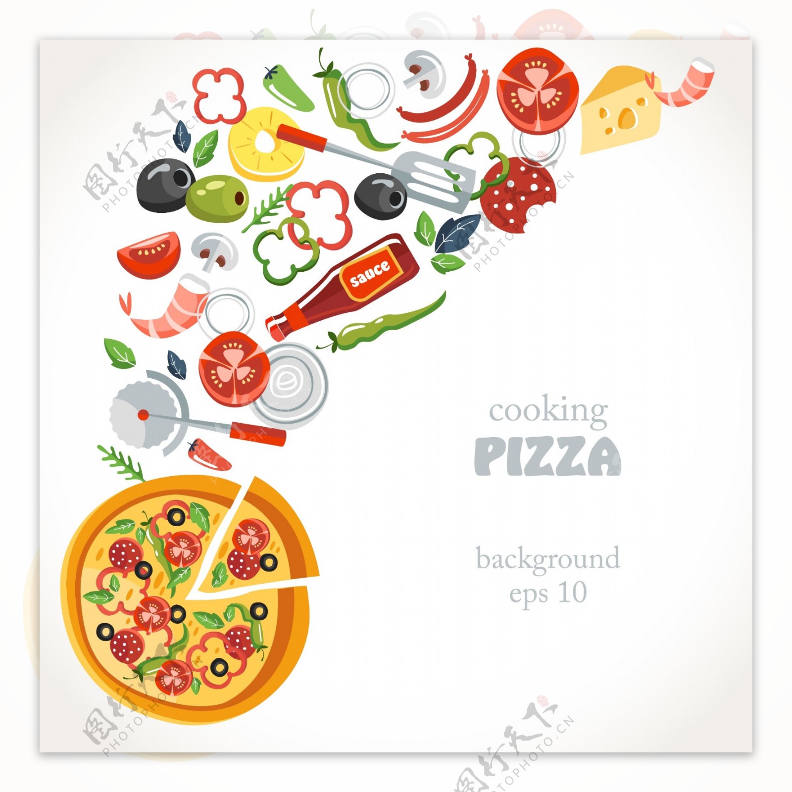 时尚创意美味的披萨插画