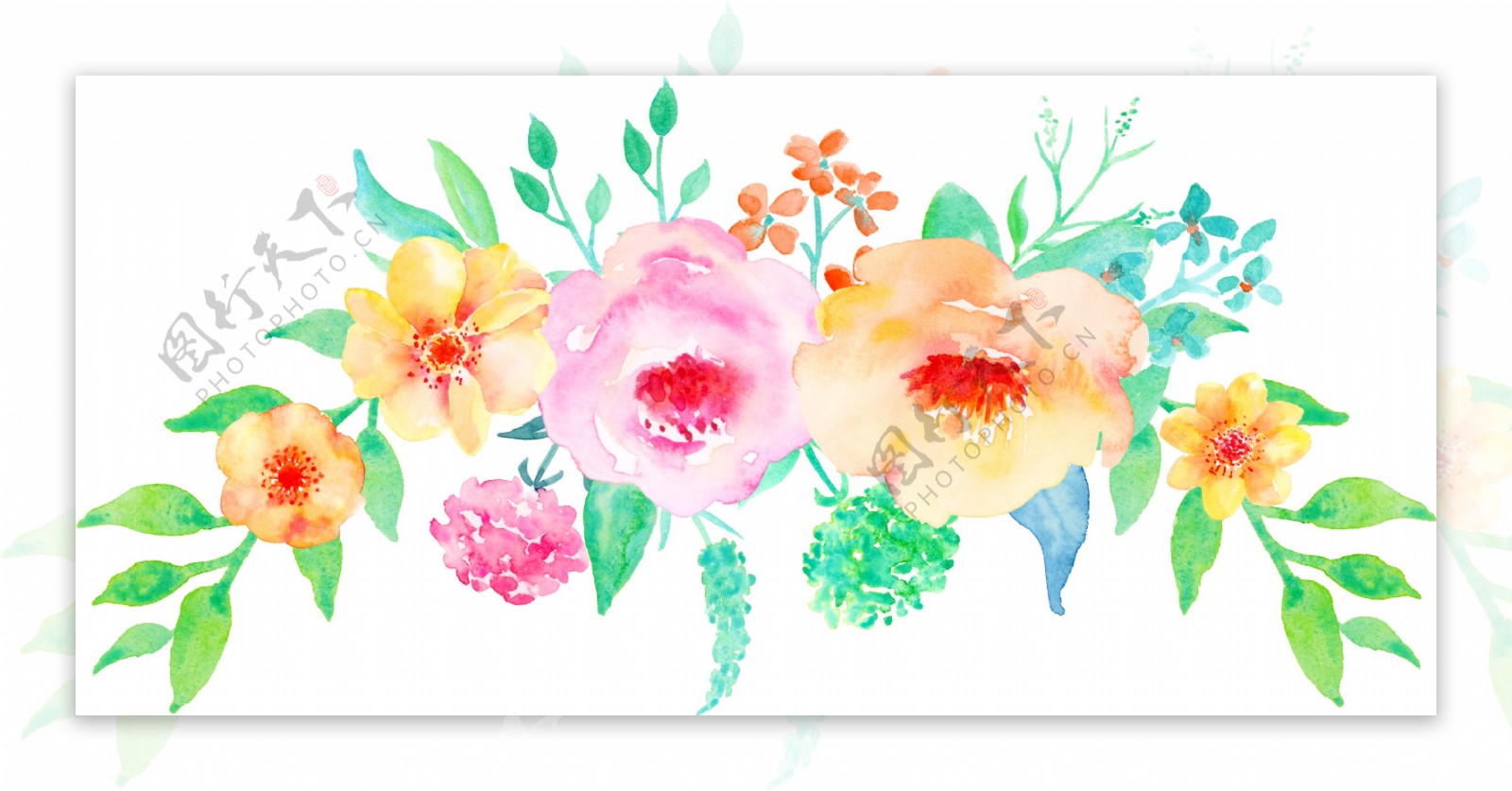 缤纷色彩花卉卡通透明素材