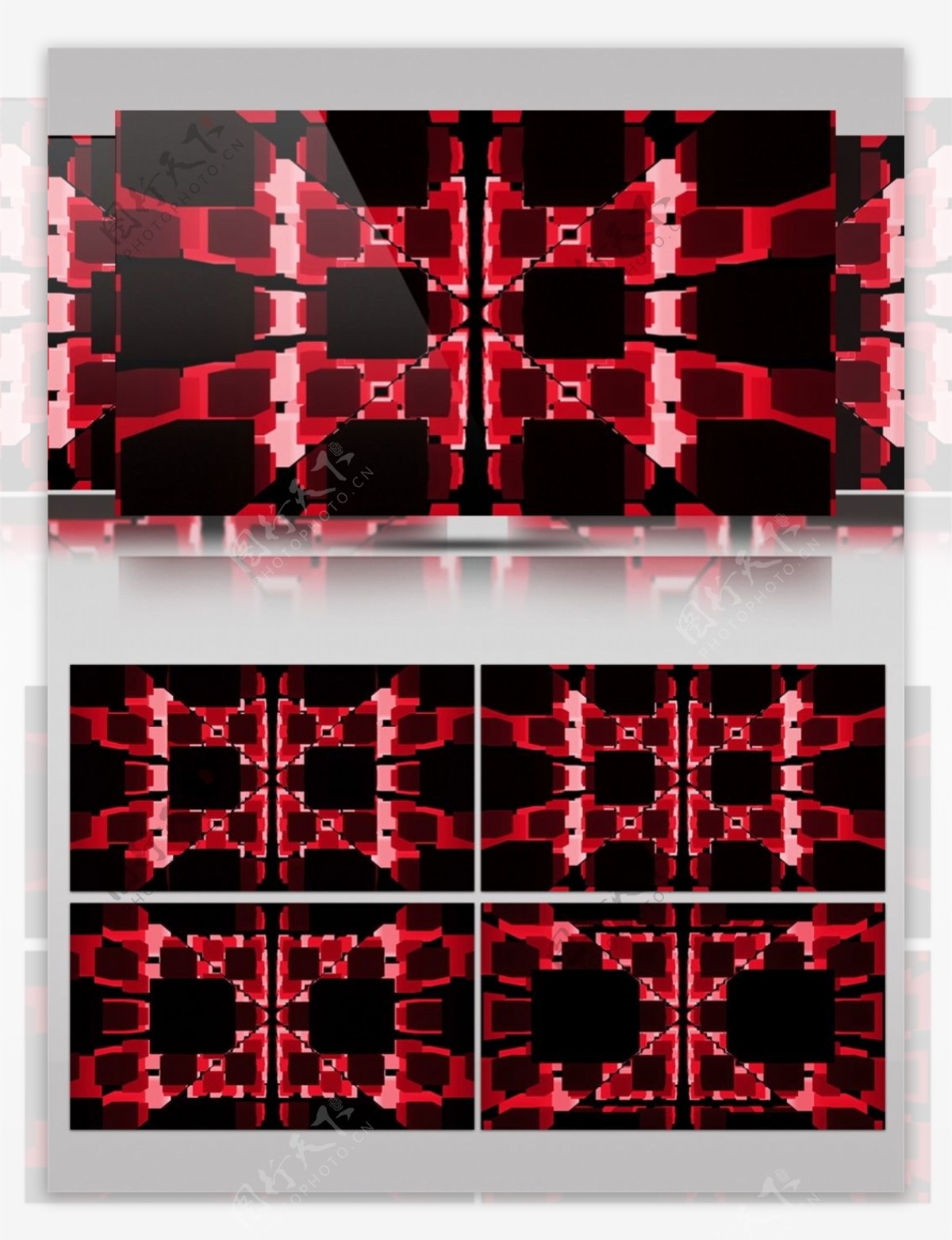 三维方块阵红黑转化视频素材