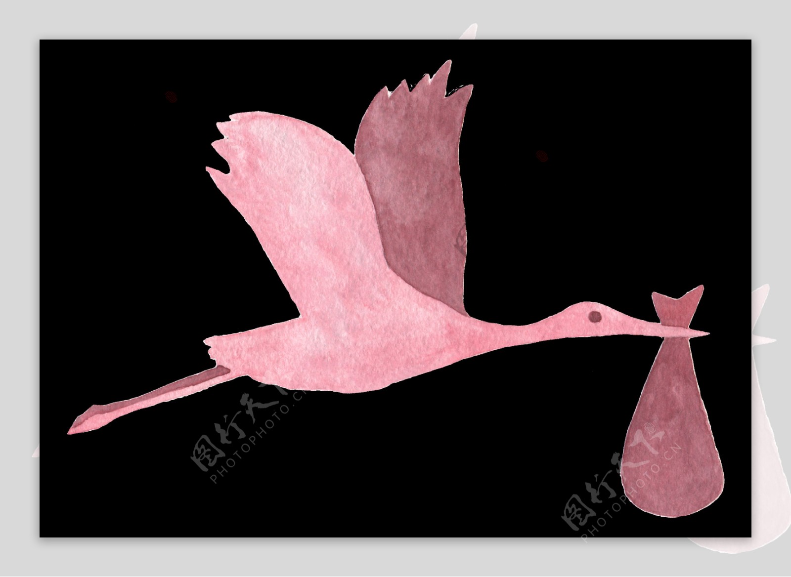 粉色天鹤透明装饰素材