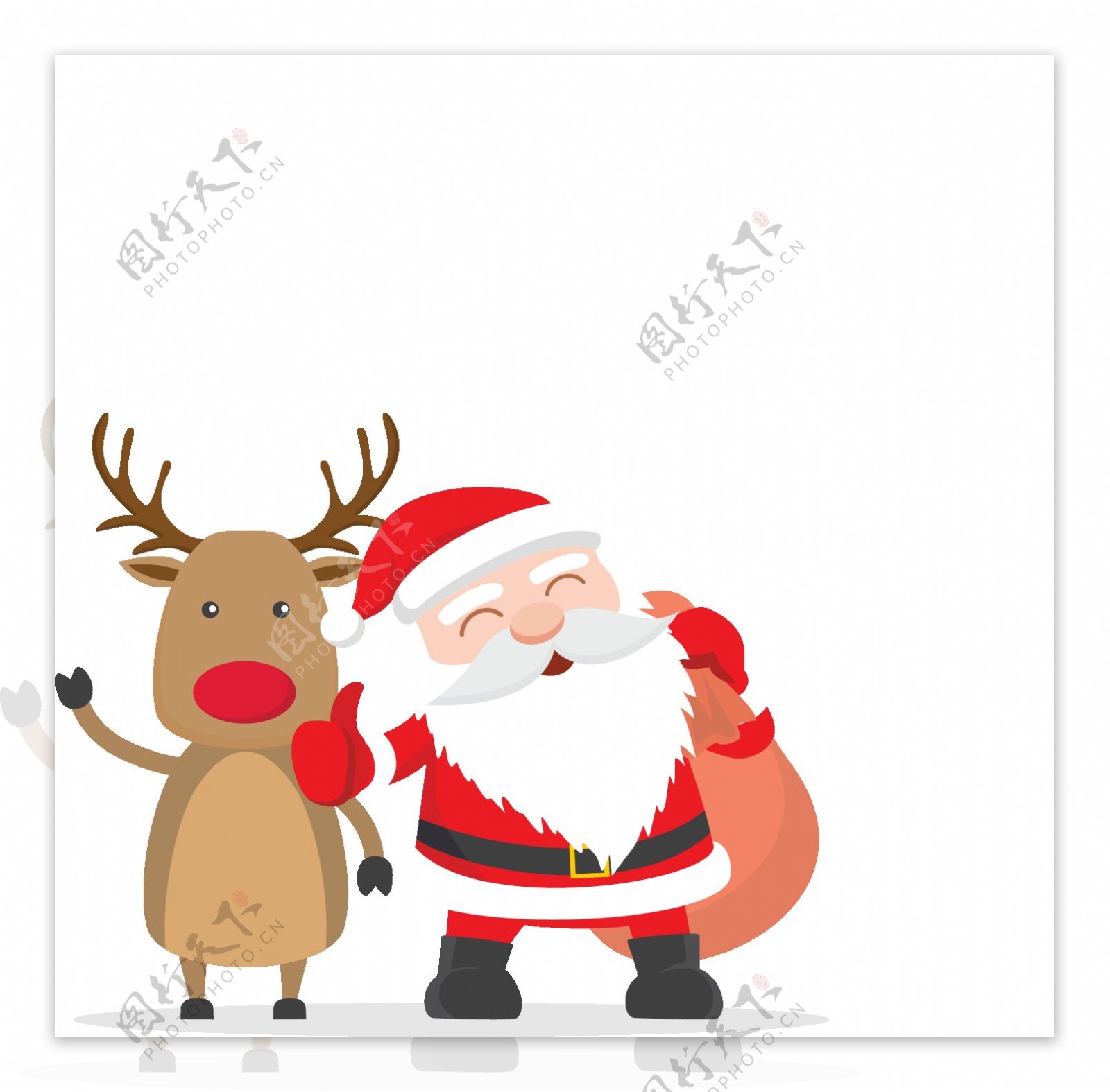 卡通圣诞老人麋鹿图案元素