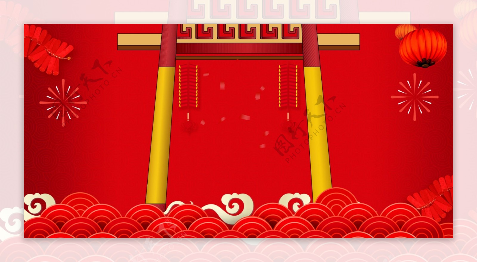 红色喜庆新年春节背景