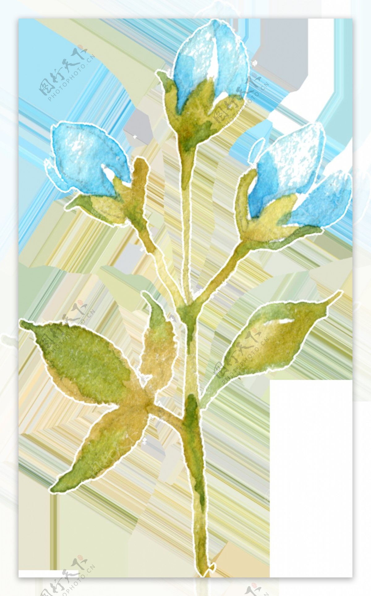 蓝色花苞透明装饰素材