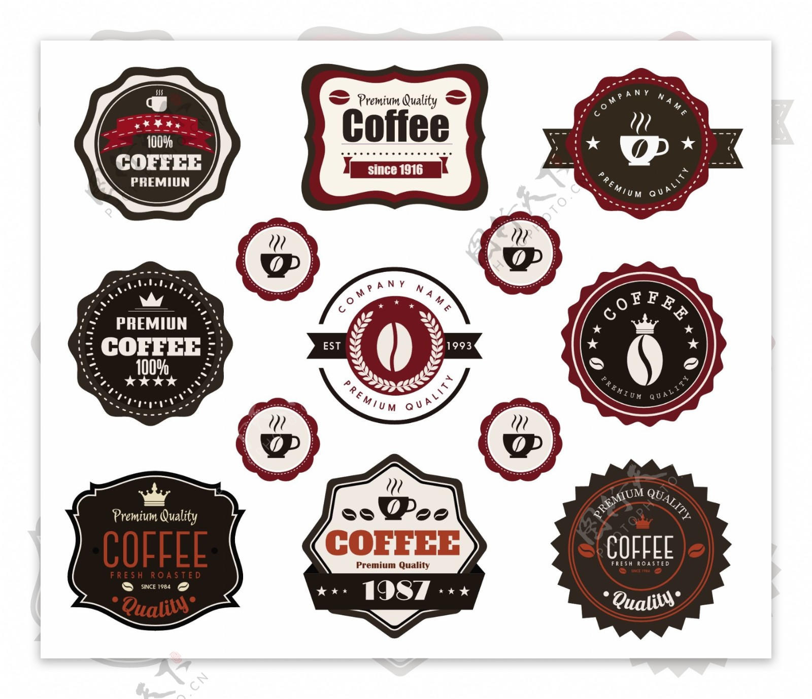 咖啡标志集ai矢量