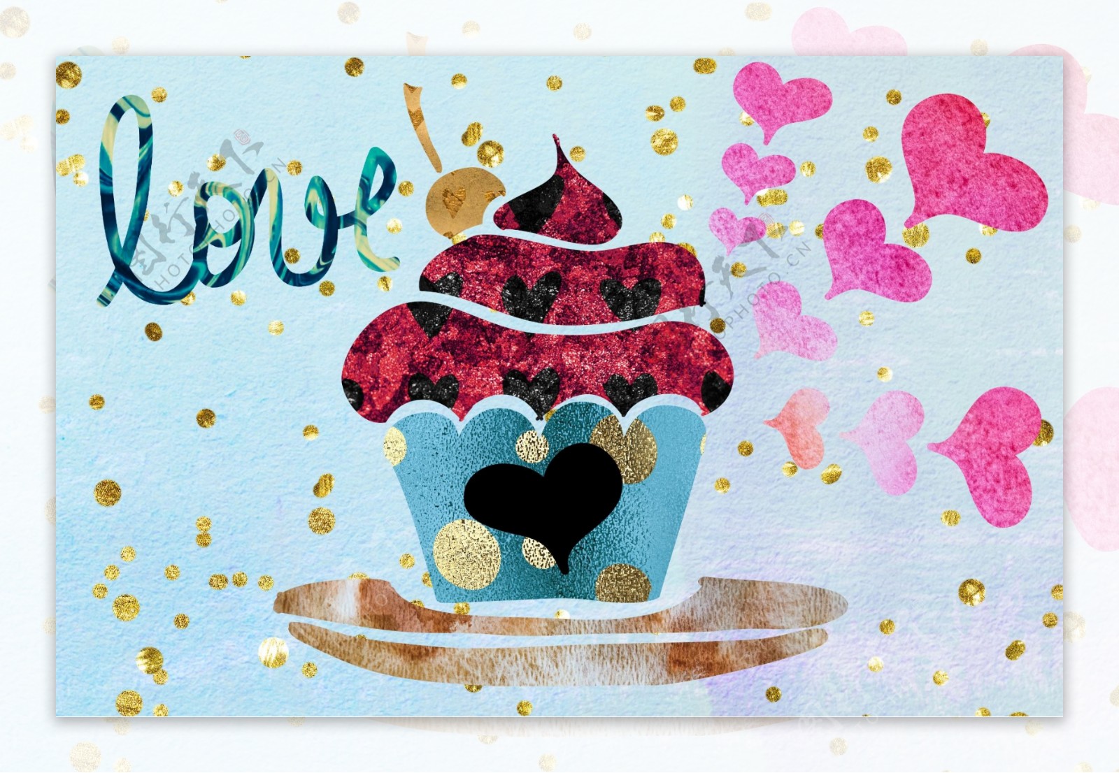 色彩缤纷鲜艳的小蛋糕海报设计PSD模板