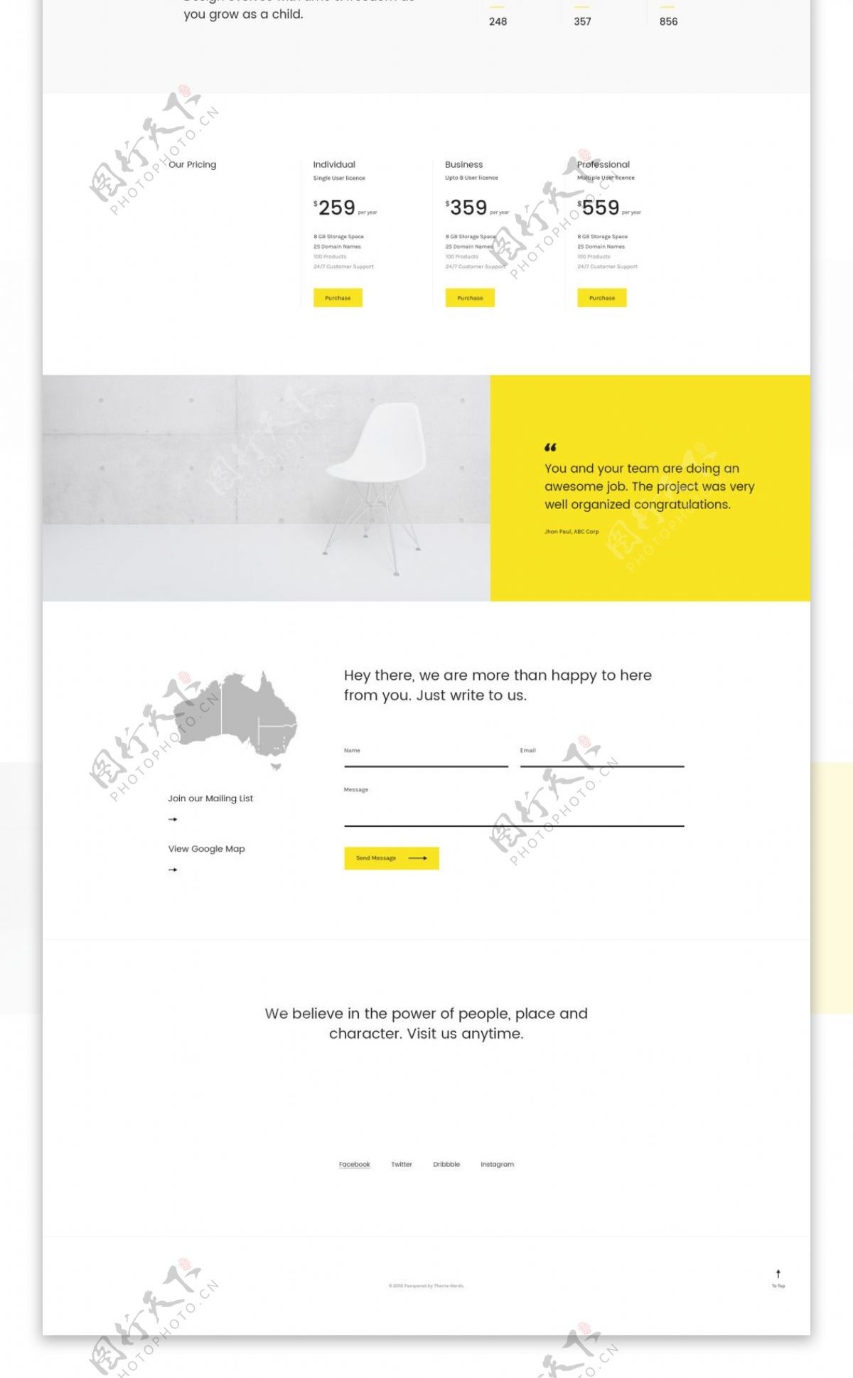 设计工作室网页界面首页白色简约psd