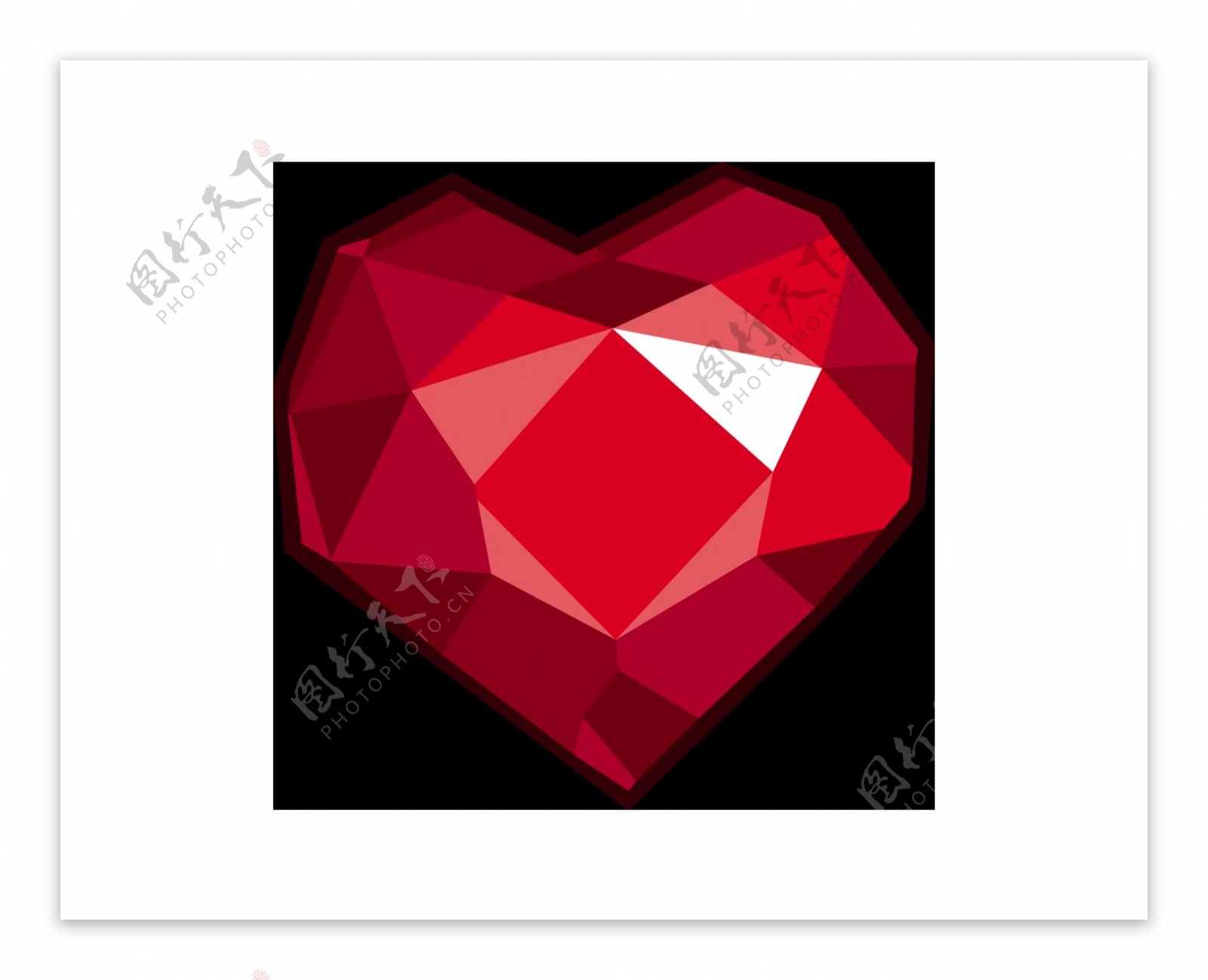 红色心形钻石png元素