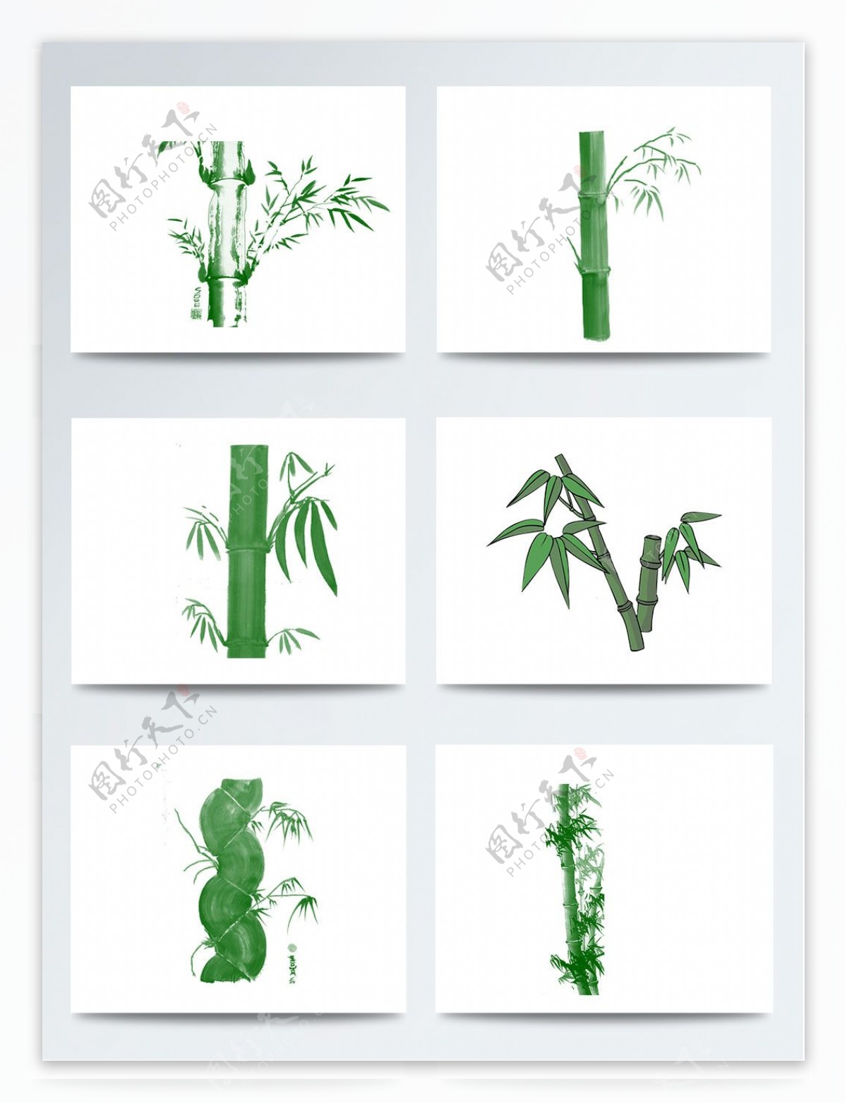 卡通手绘绿色竹子竹叶PNG广告设计元素