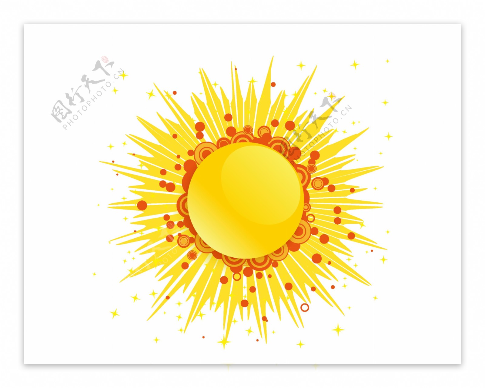 卡通彩绘太阳插画png元素