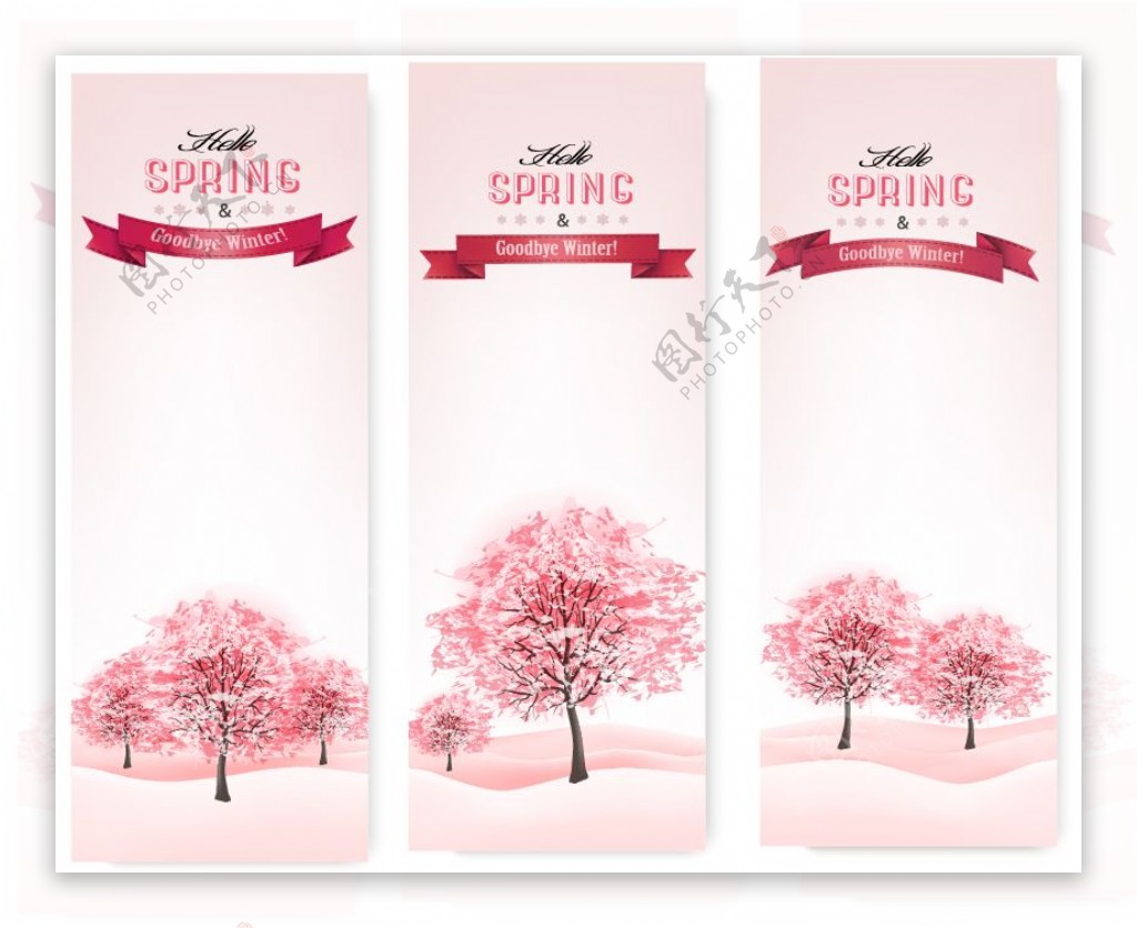 粉色浪漫樱花树banner背景