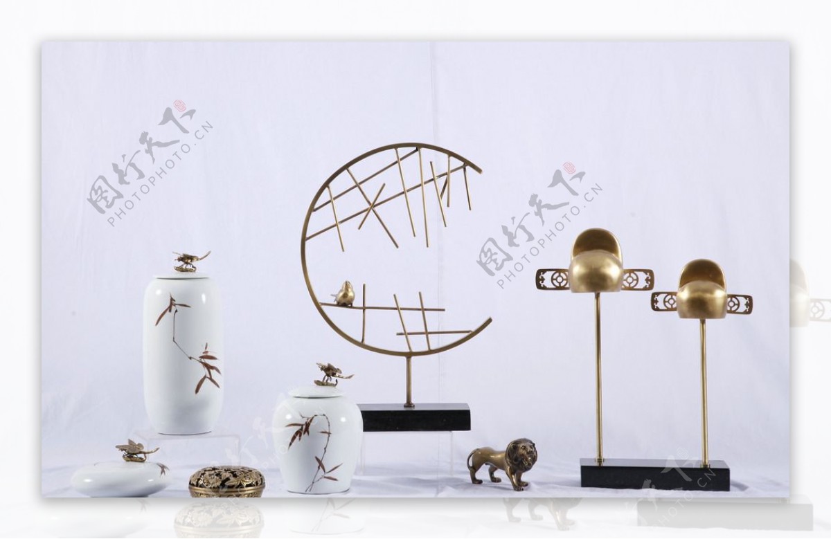 中式纯铜摆件创意乌纱帽陶瓷罐子