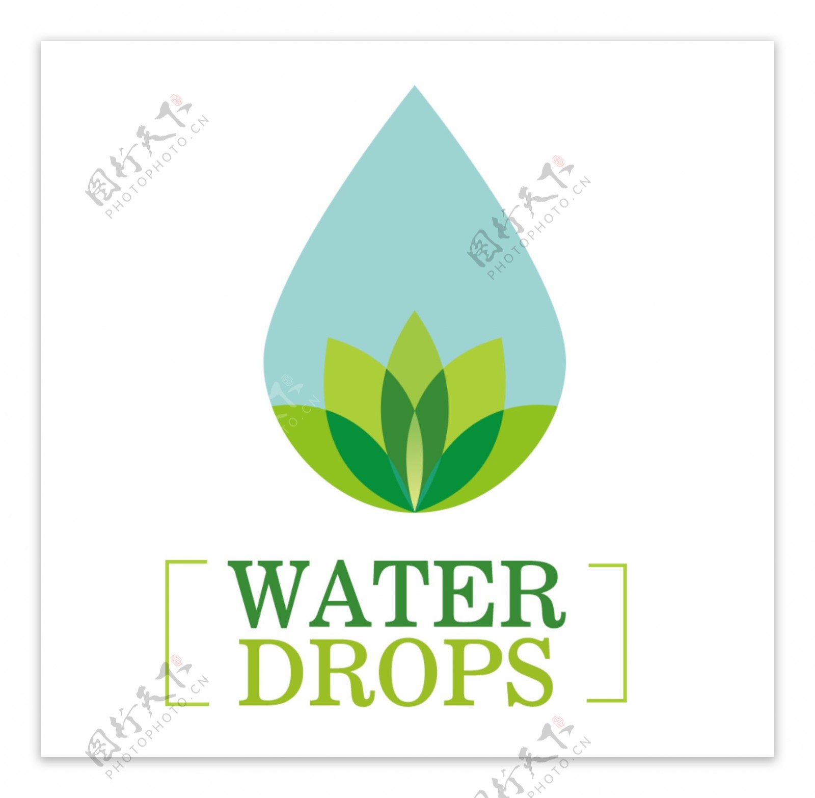 2018环保蓝色绿色水滴配图印刷logo