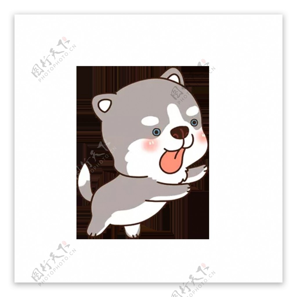 可爱灰色小狗卡通手绘装饰元素
