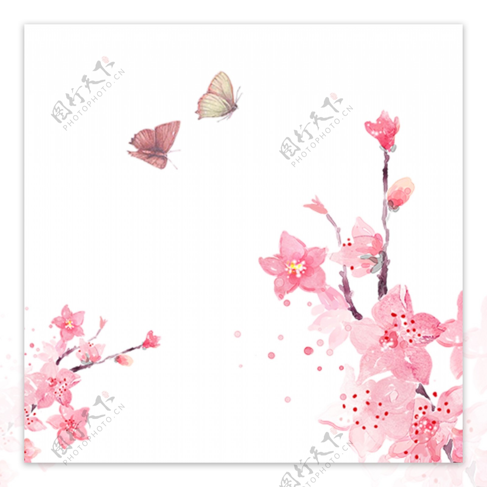 桃花手绘装饰图案