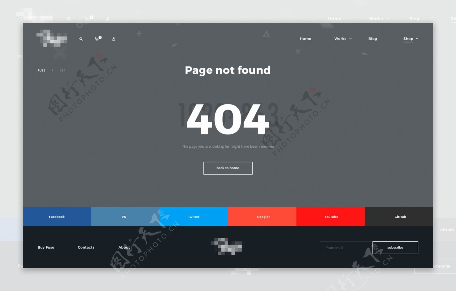 精美的企业商城网站之404错误界面