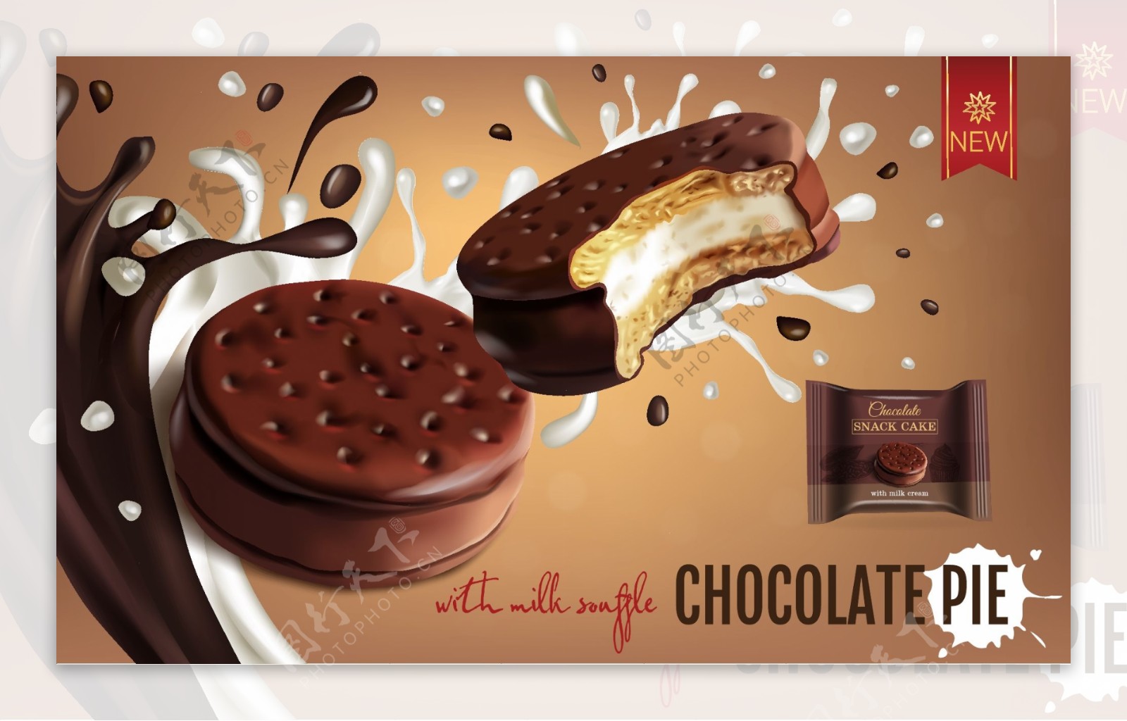 美味的巧克力饼干插画