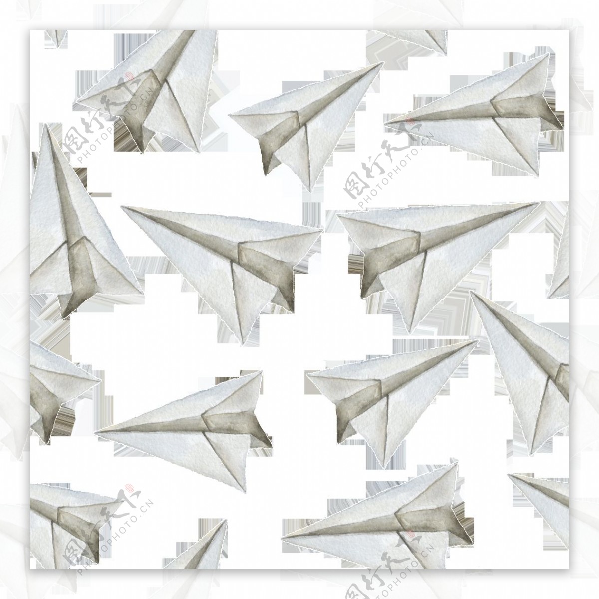 手绘折纸飞机背景图案png透明素材