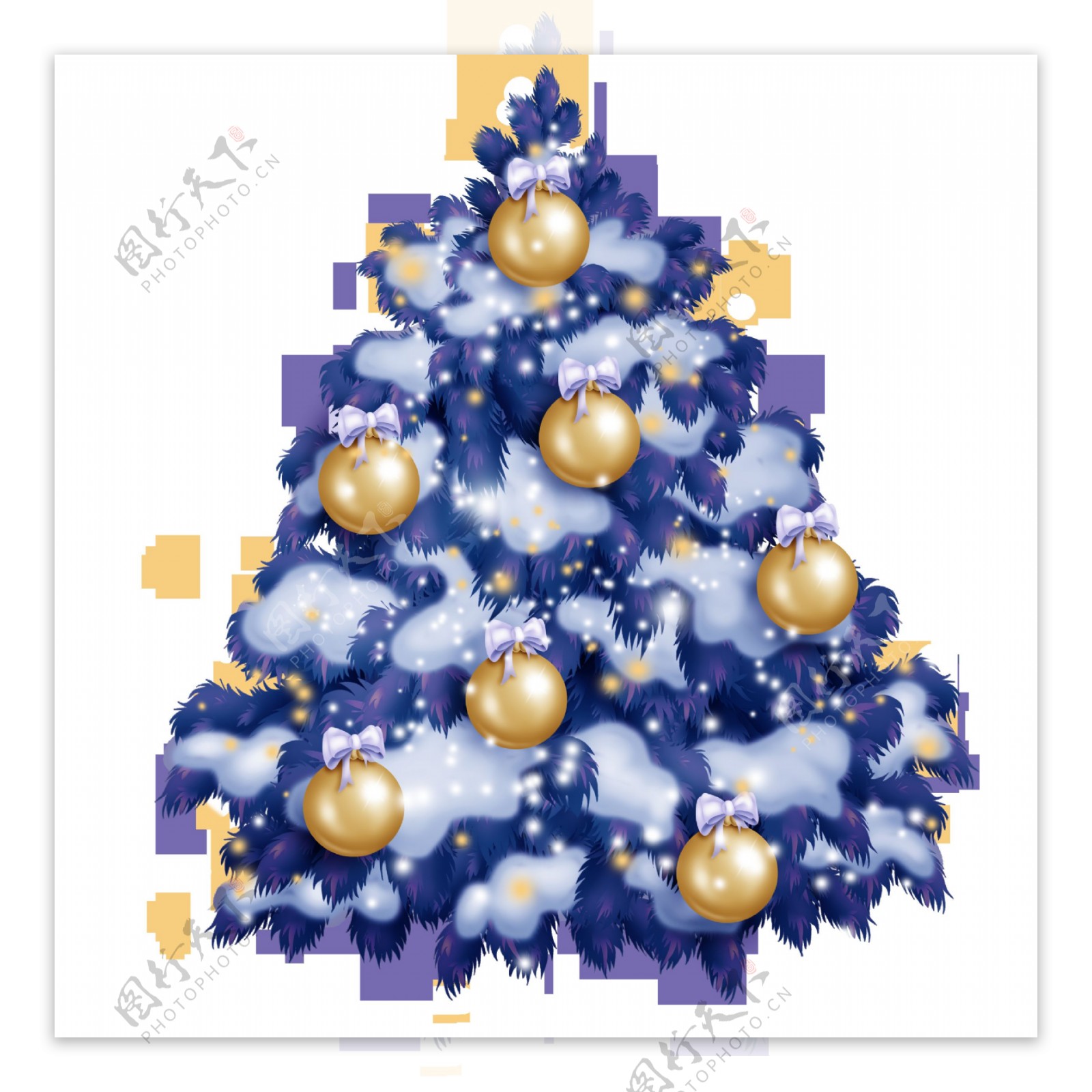 深紫色圣诞树png透明素材