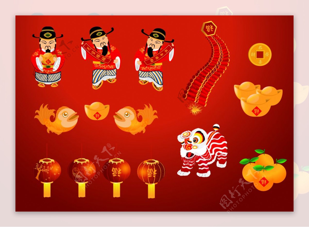 中国传统新年用品元素
