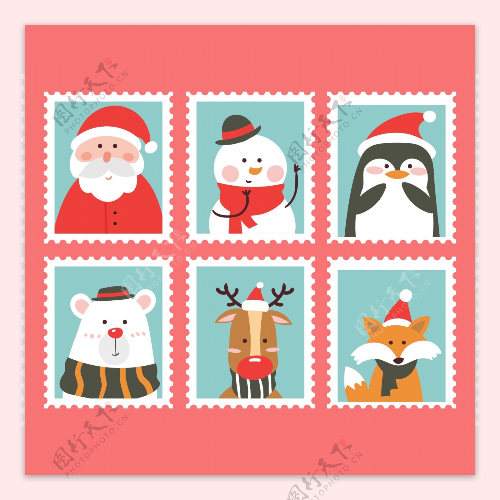 圣诞邮票素材