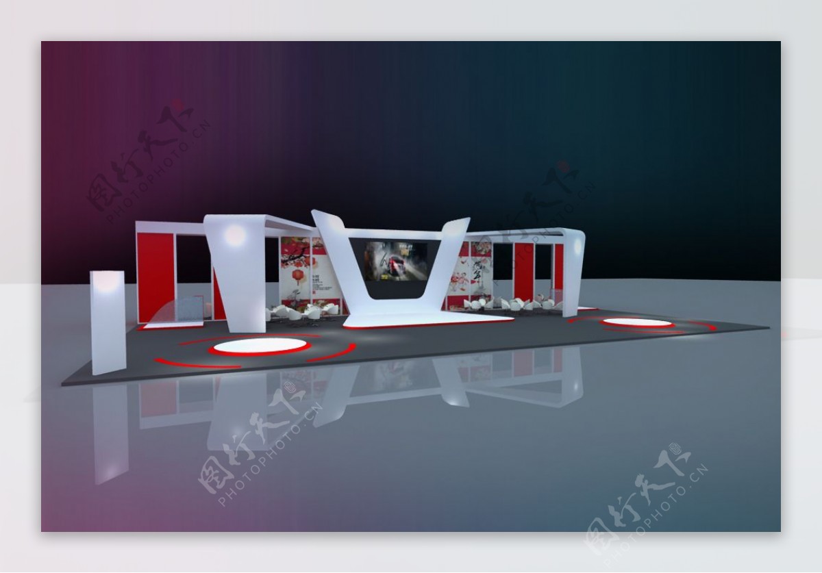 年会科技展览红色喜庆3D效果图