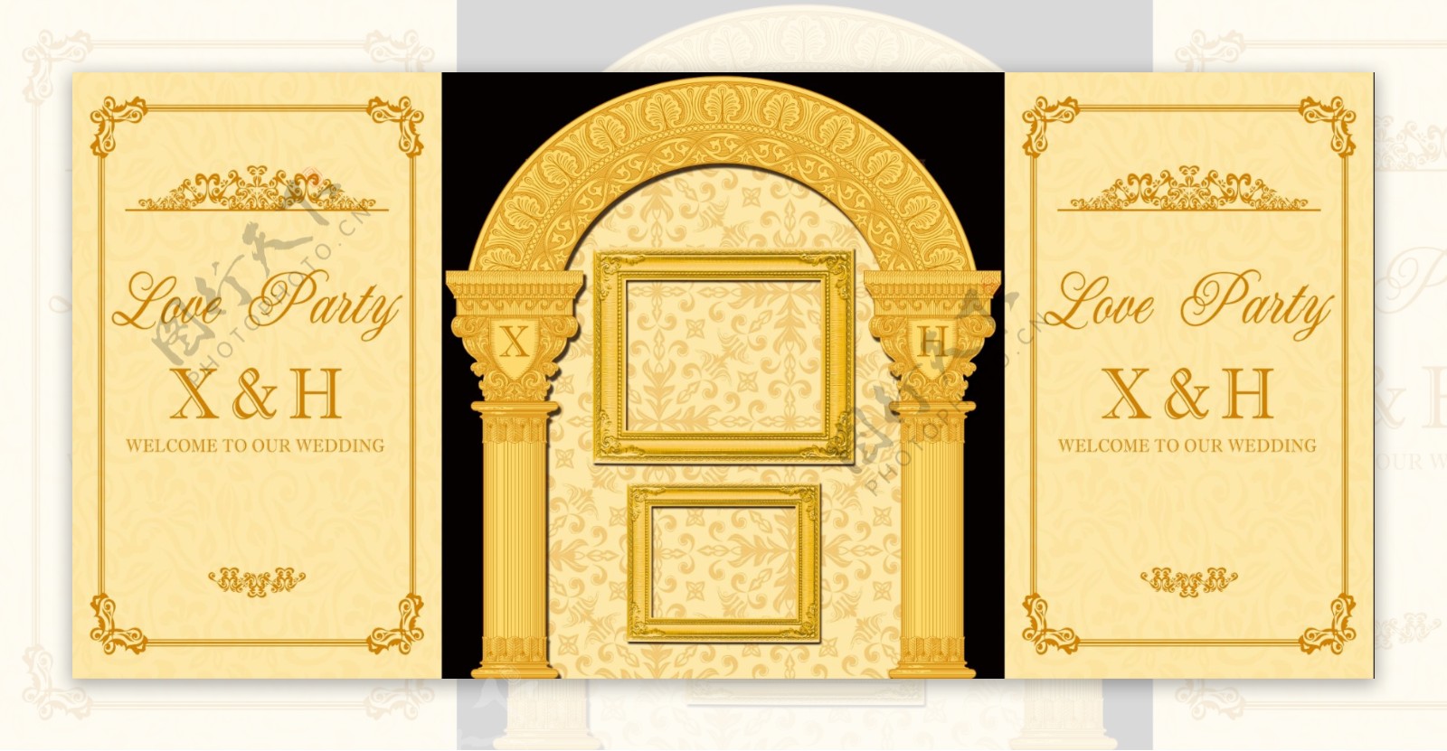 金色欧式风格婚礼效果图设计